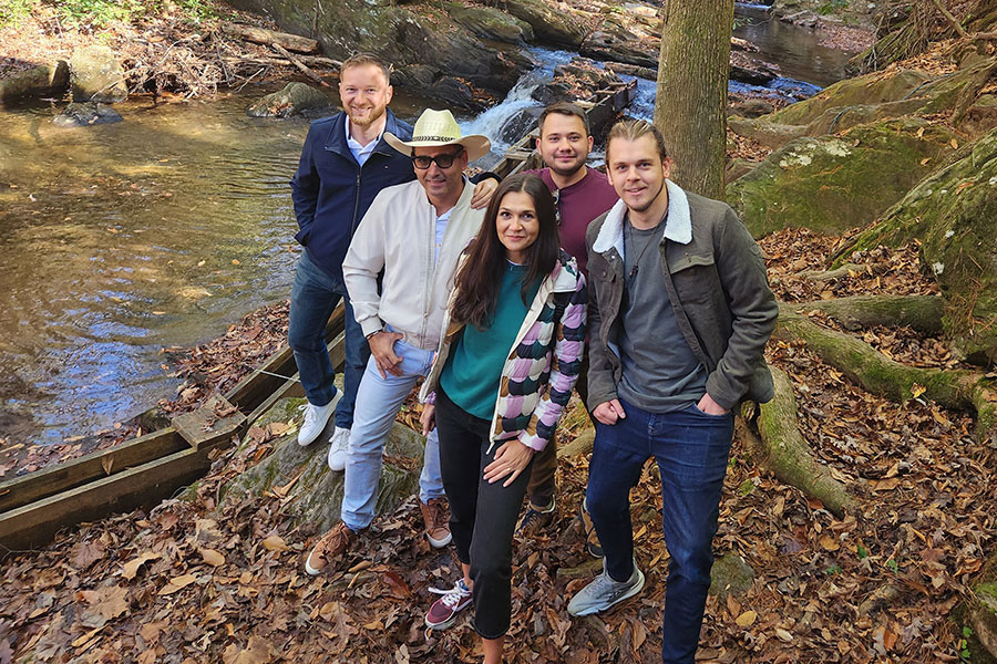 Romanian scholars (from left) Horia Ciocan, Drago? S?c?leanu, Paula Moraru ?tefan B?trîna and Igori Balta visited the Wahsega 4-H Center in Dahlonega, Georgia, to learn about youth development programming offered by UGA Extension.